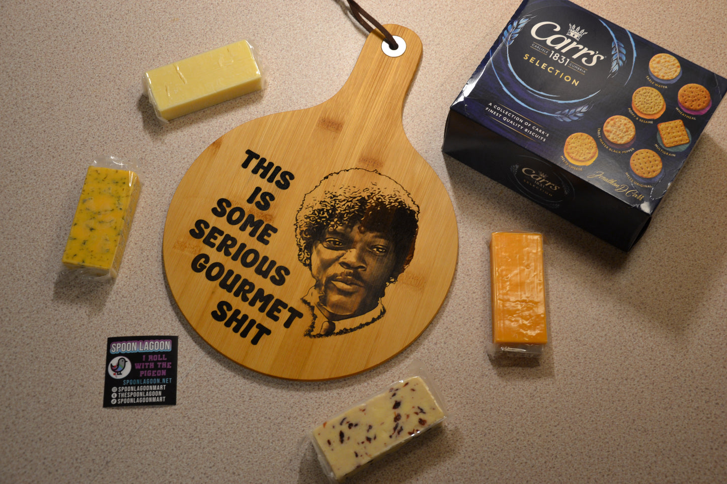 This is some serious gourmet shit - Pulp Fiction inspired wooden serving board // Jules Samuel L Jackson
