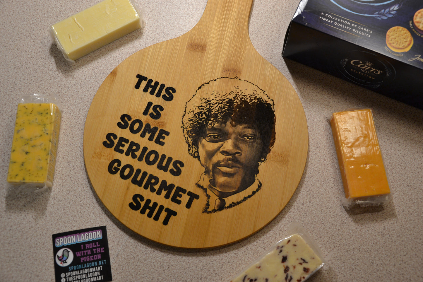 This is some serious gourmet shit - Pulp Fiction inspired wooden serving board // Jules Samuel L Jackson