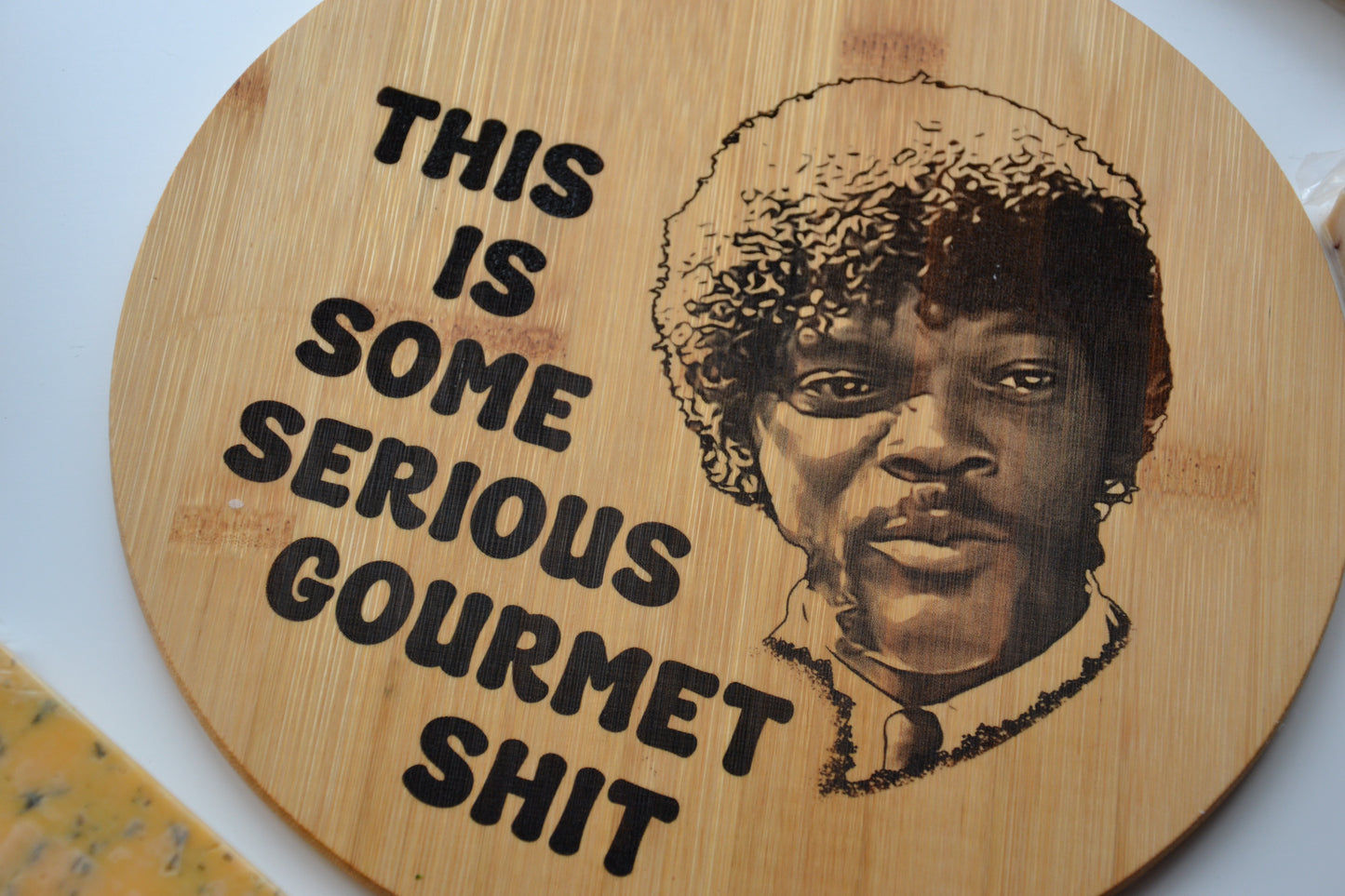 This is some serious gourmet shit - Pulp Fiction inspired wooden serving board // Jules Samuel L Jackson