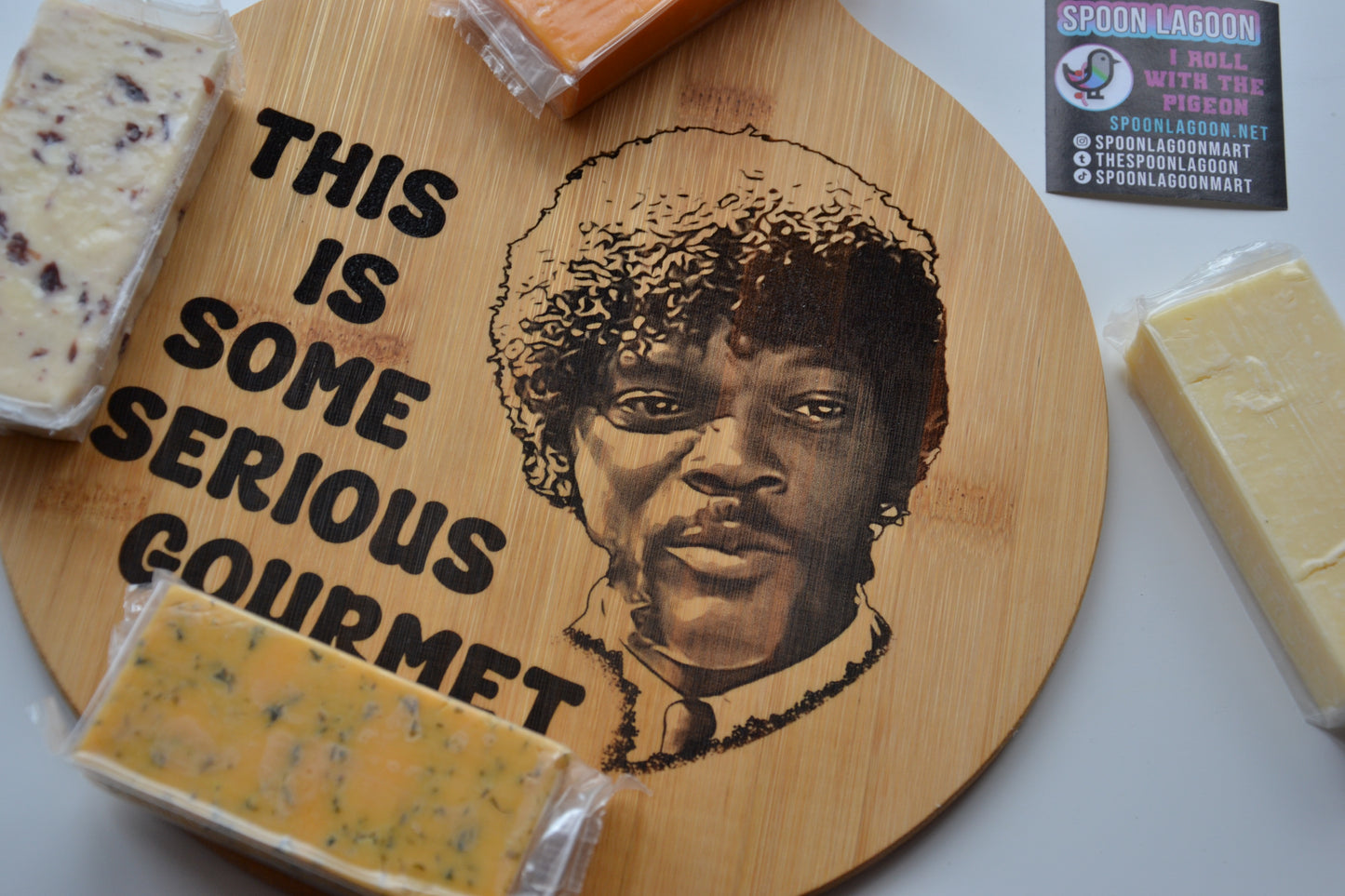 This is some serious gourmet shit - Pulp Fiction inspired wooden serving board // Jules Samuel L Jackson