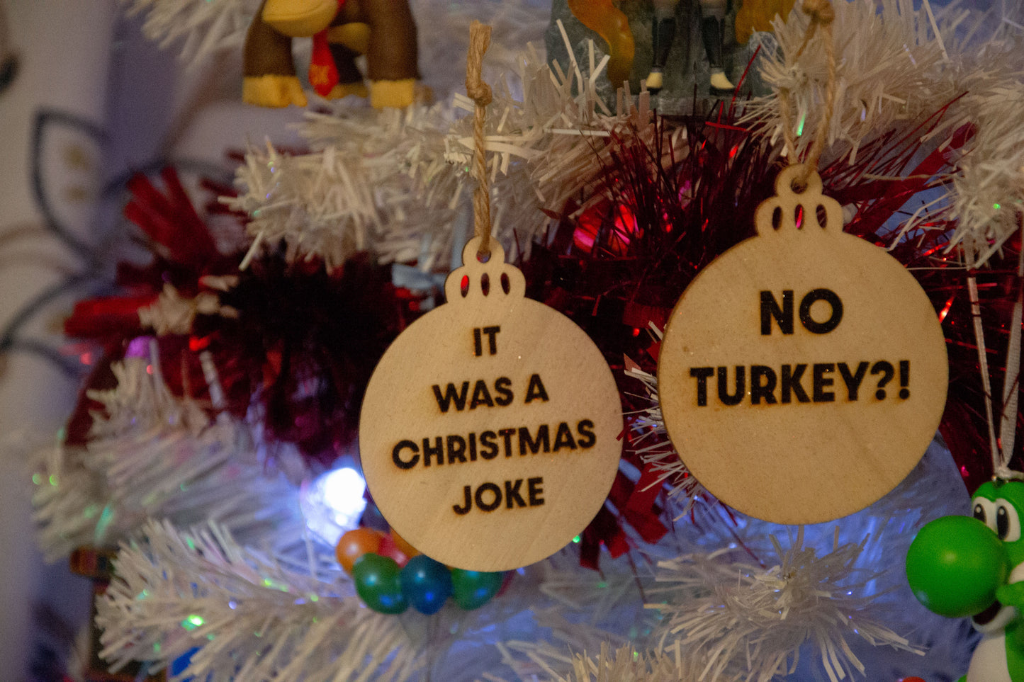 NO TURKEY?! / It was a Christmas Joke - Peep Show inspired hanging Christmas bauble decorations (Mark & Jeremy)