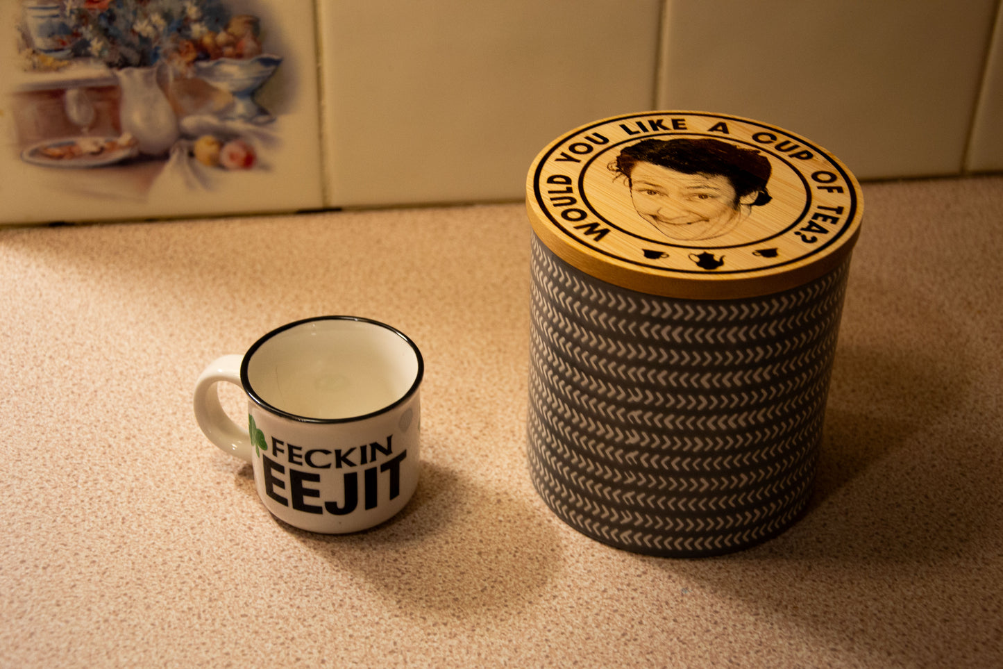 Mrs Doyle ceramic teabag Storage Jar - Father Ted inspired Kitchen Gift