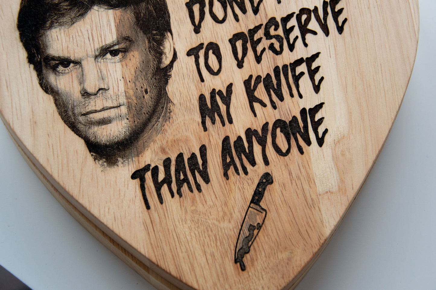 Dexter Morgan "You deserve my knife..." inspired Fancy Wooden Cheeseboard/ Charcuterie Serving Set