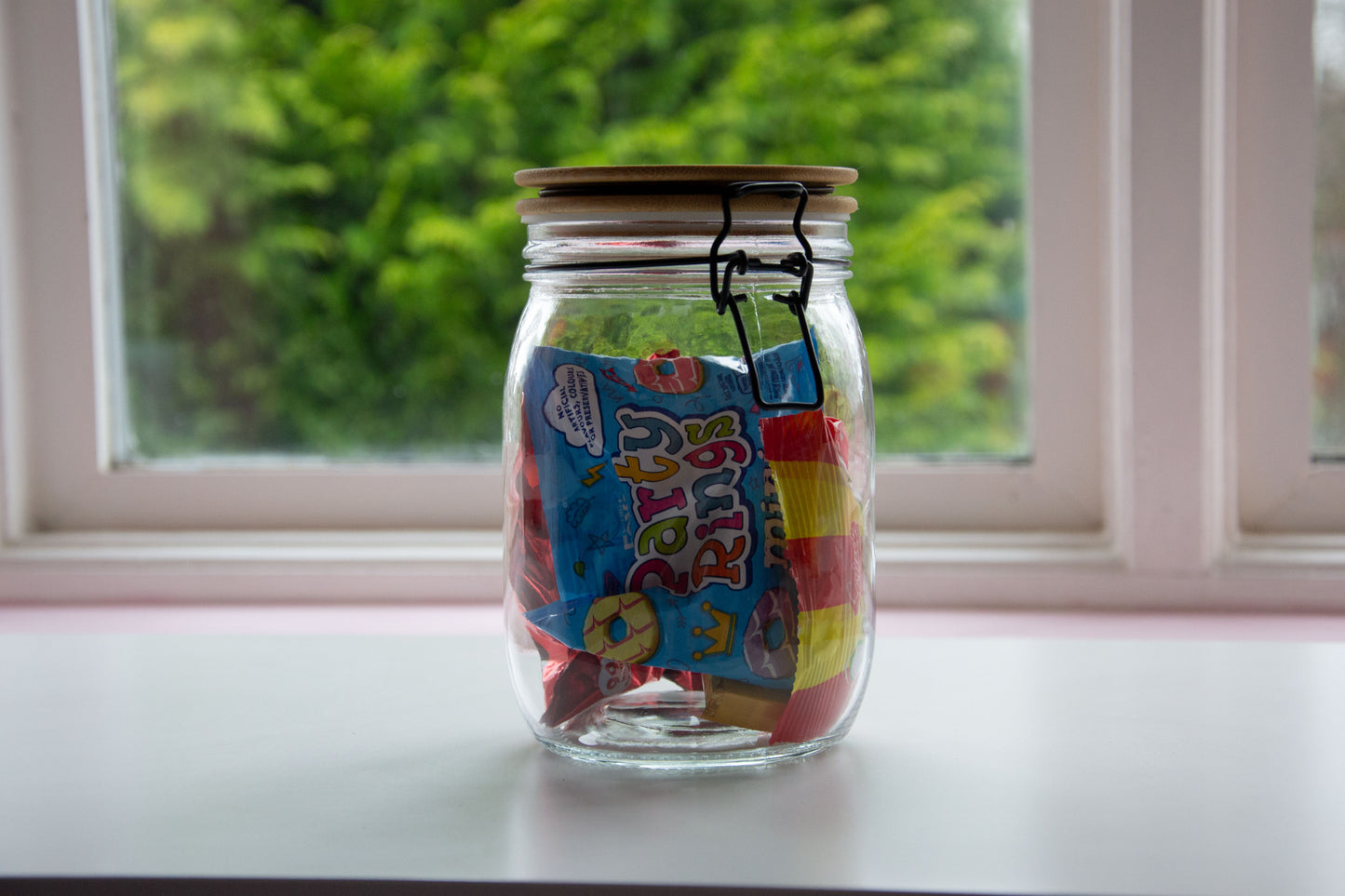 John Candy Jar - Glass Candy/ Sweet Jar with Bamboo Lid - w/ Personalise quote option