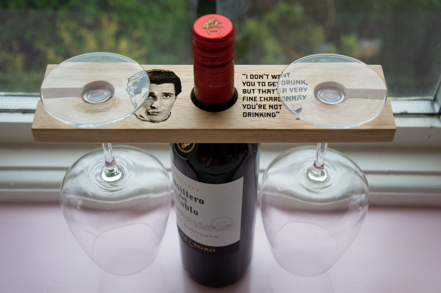 American Psycho inspired Wine Glass Holder // Perfect for Patrick Bateman, Horror Movie, Cult Film fans