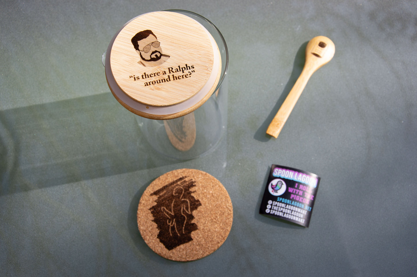 Walter Sobchak - I'm Staying Finishing My Coffee - Coffee Storage Jar - Glass & Bamboo w/ spoon - The Big Lebowski Gift - The Dude