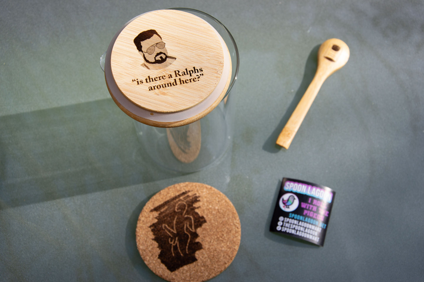 Walter Sobchak - I'm Staying Finishing My Coffee - Coffee Storage Jar - Glass & Bamboo w/ spoon - The Big Lebowski Gift - The Dude