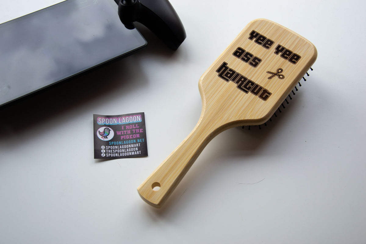 Yee Yee A-- Haircut - GTA inspired Bamboo Hairbrush // Gamer Gift Meme Beauty Gaming Hair Care Grand Theft Auto V