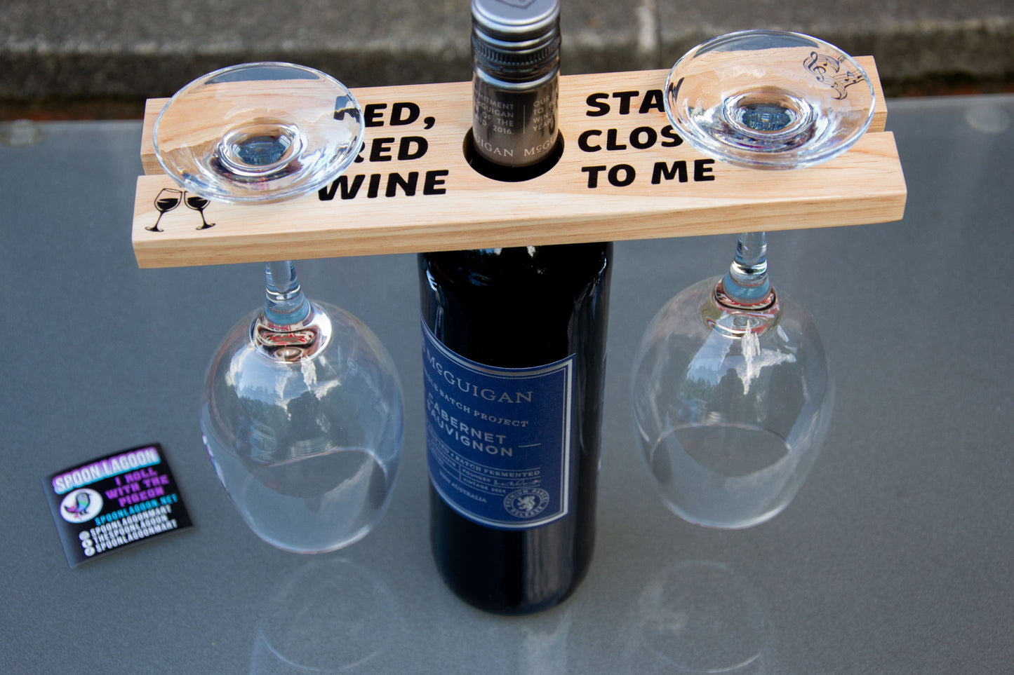 Red, Red Wine UB40/ Neil Diamond inspired Wine Glass Holder // Father's Day - Mother's Day - Day Drinking - Vino Gift Idea