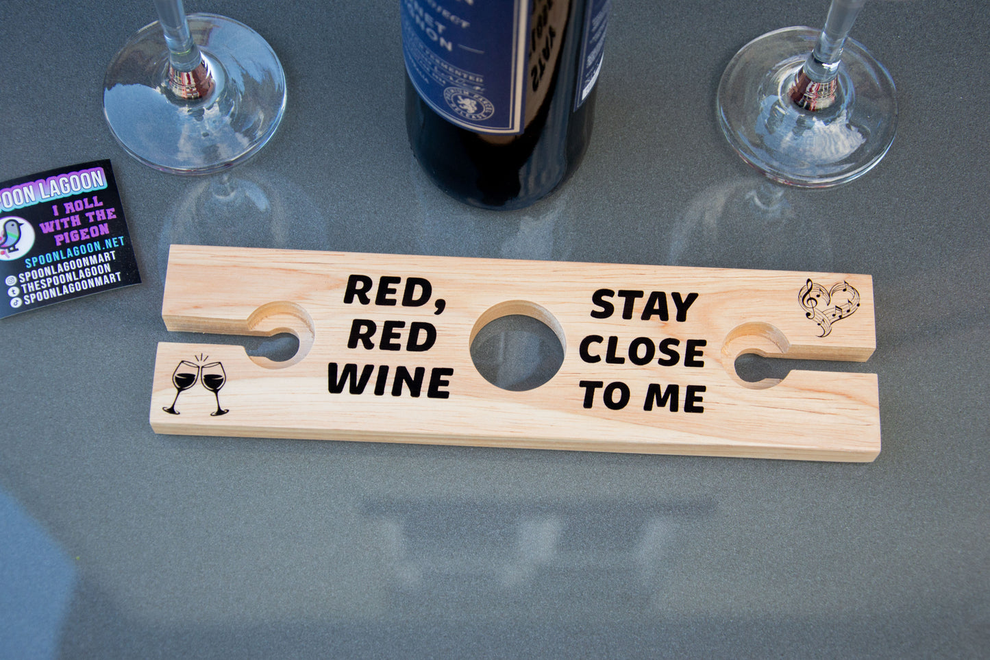 Red, Red Wine UB40/ Neil Diamond inspired Wine Glass Holder // Father's Day - Mother's Day - Day Drinking - Vino Gift Idea
