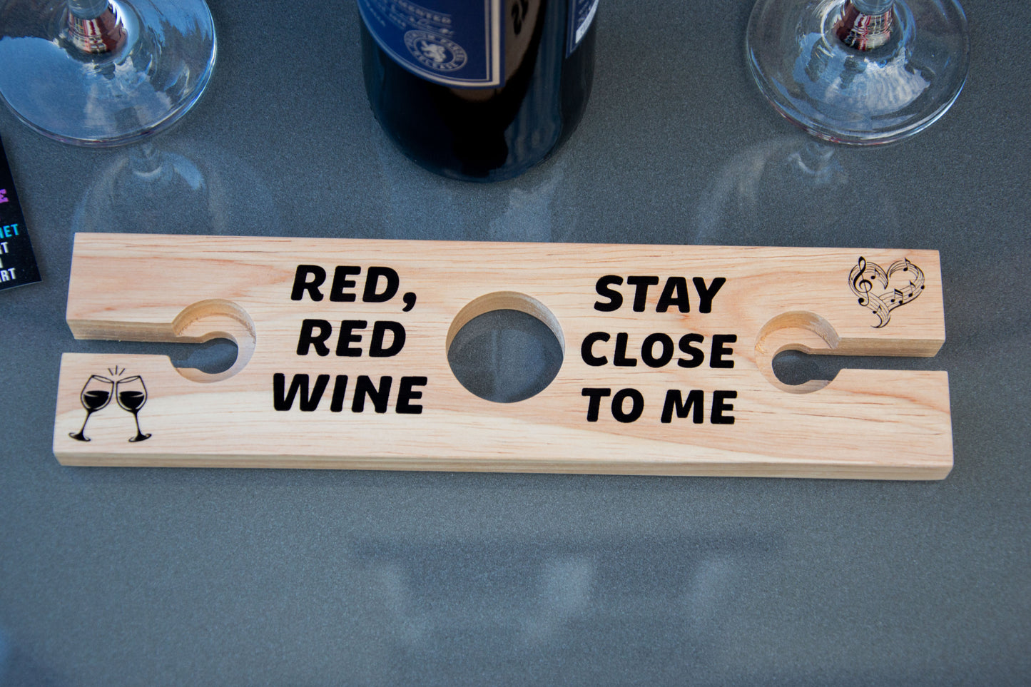 Red, Red Wine UB40/ Neil Diamond inspired Wine Glass Holder // Father's Day - Mother's Day - Day Drinking - Vino Gift Idea