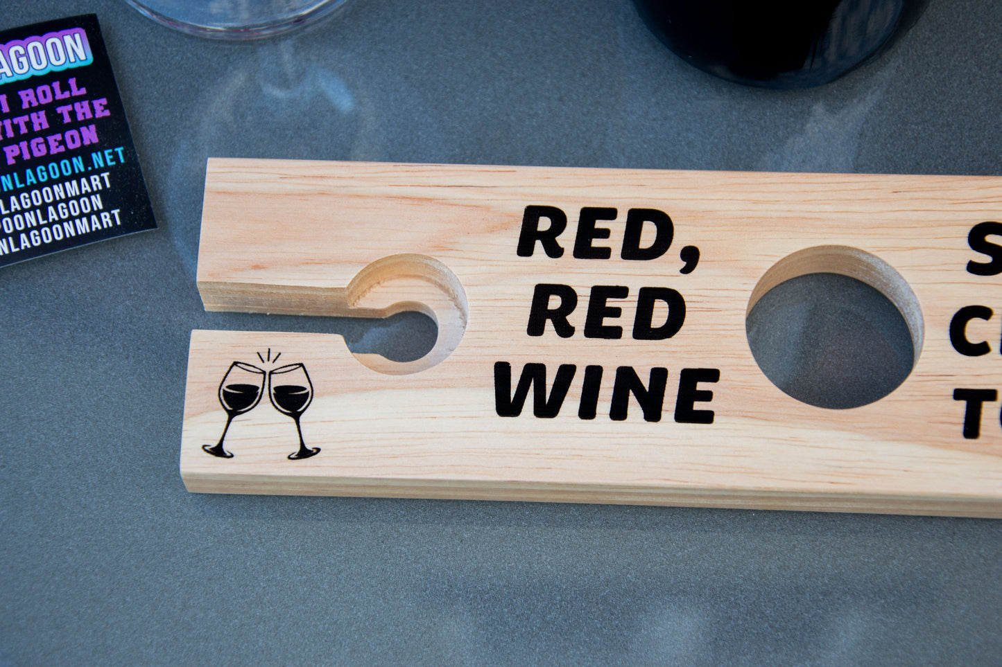 Red, Red Wine UB40/ Neil Diamond inspired Wine Glass Holder // Father's Day - Mother's Day - Day Drinking - Vino Gift Idea