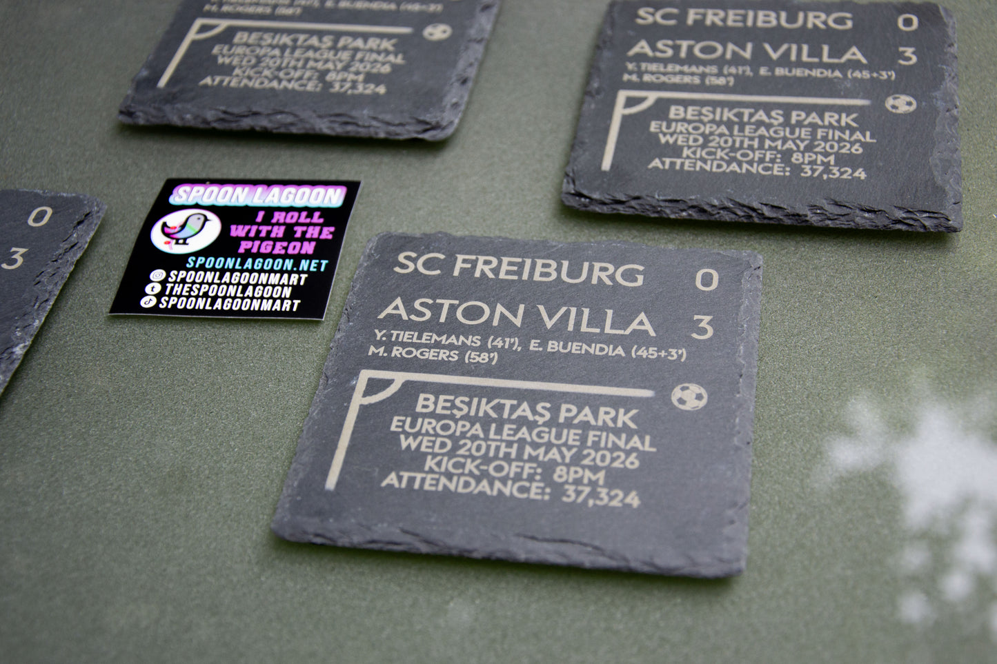 SC Freiburg 0 - 3 Aston Villa - 2026 Europa League Final Game Slate Coaster // Villans Fans Besiktas Park Istanbul European Trophy Father's Day Gift UTV AVFC