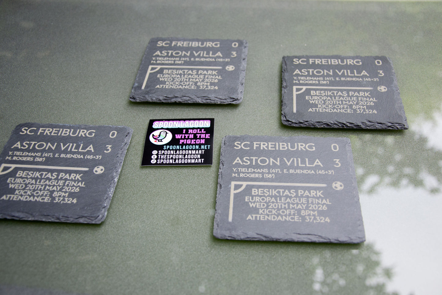 SC Freiburg 0 - 3 Aston Villa - 2026 Europa League Final Game Slate Coaster // Villans Fans Besiktas Park Istanbul European Trophy Father's Day Gift UTV AVFC