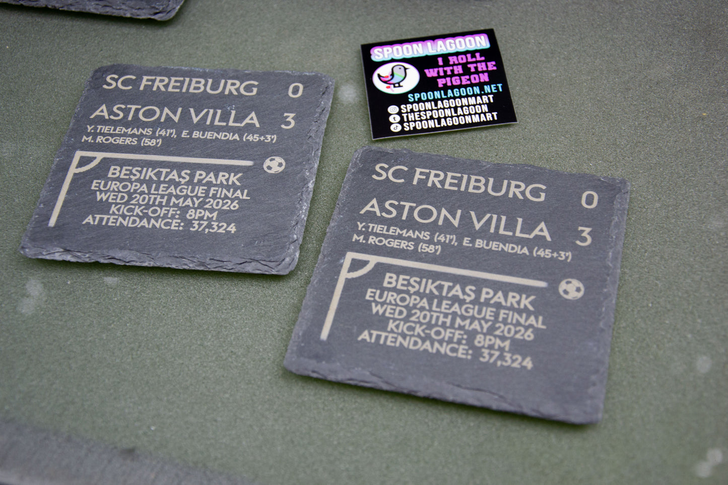 SC Freiburg 0 - 3 Aston Villa - 2026 Europa League Final Game Slate Coaster // Villans Fans Besiktas Park Istanbul European Trophy Father's Day Gift UTV AVFC