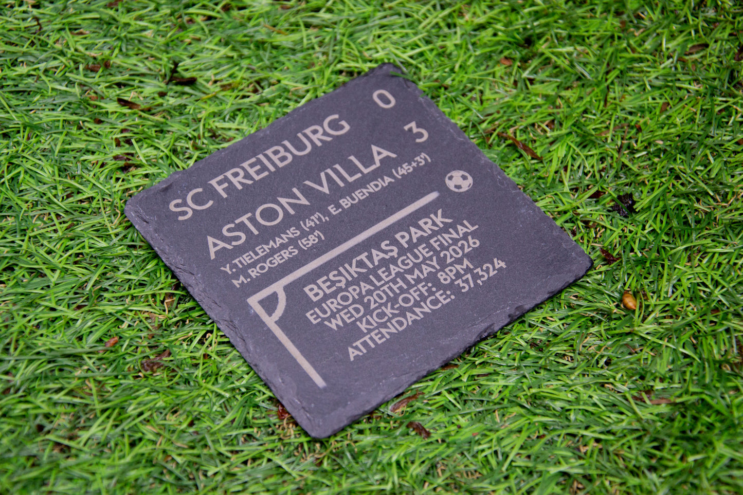 SC Freiburg 0 - 3 Aston Villa - 2026 Europa League Final Game Slate Coaster // Villans Fans Besiktas Park Istanbul European Trophy Father's Day Gift UTV AVFC