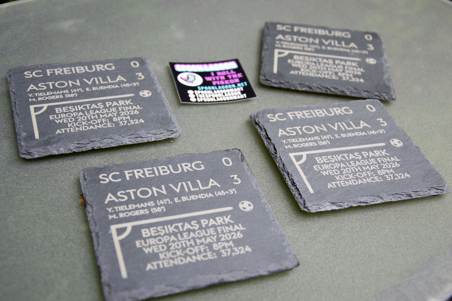 SC Freiburg 0 - 3 Aston Villa - 2026 Europa League Final Game Slate Coaster // Villans Fans Besiktas Park Istanbul European Trophy Father's Day Gift UTV AVFC