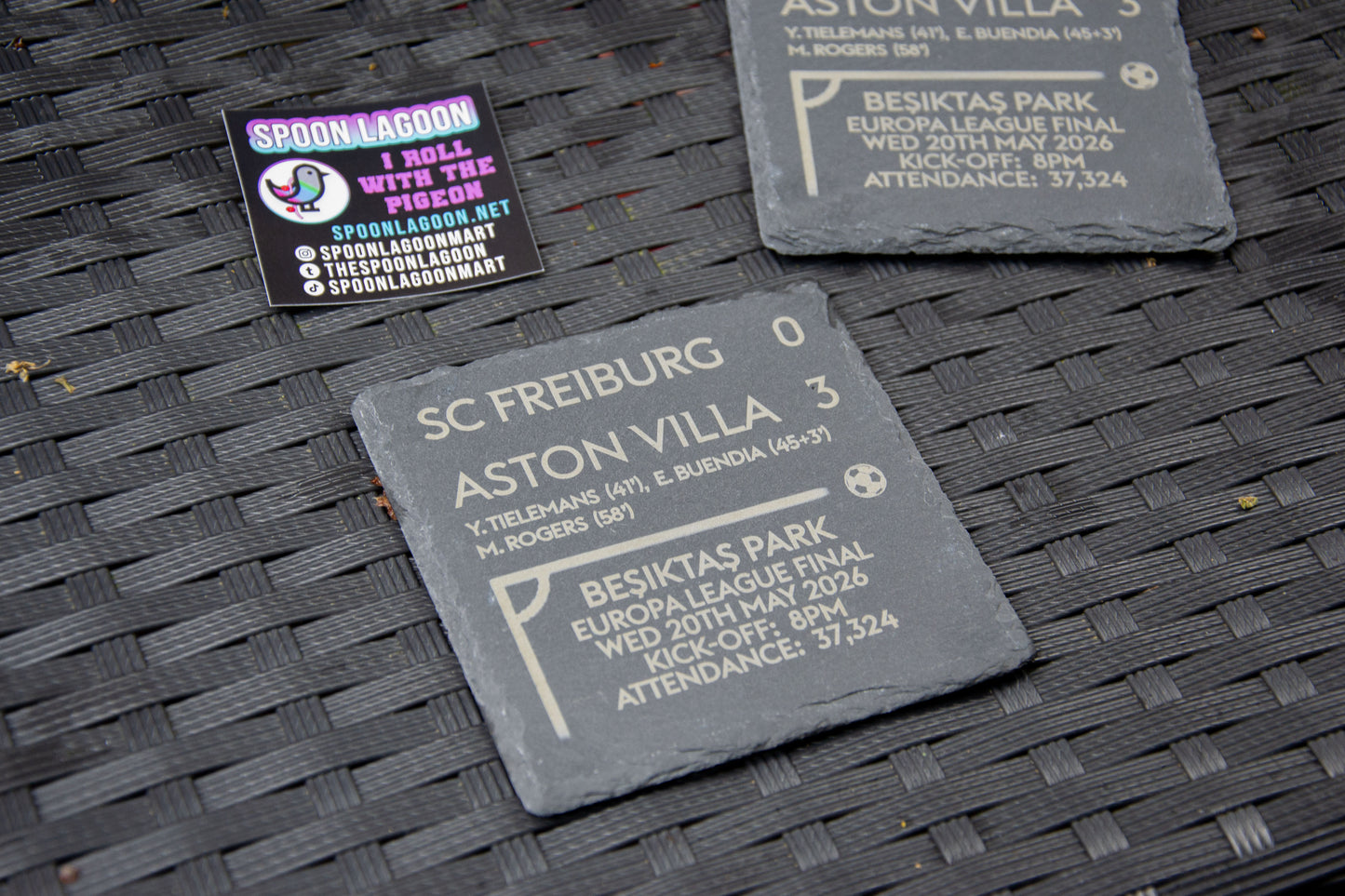 SC Freiburg 0 - 3 Aston Villa - 2026 Europa League Final Game Slate Coaster // Villans Fans Besiktas Park Istanbul European Trophy Father's Day Gift UTV AVFC