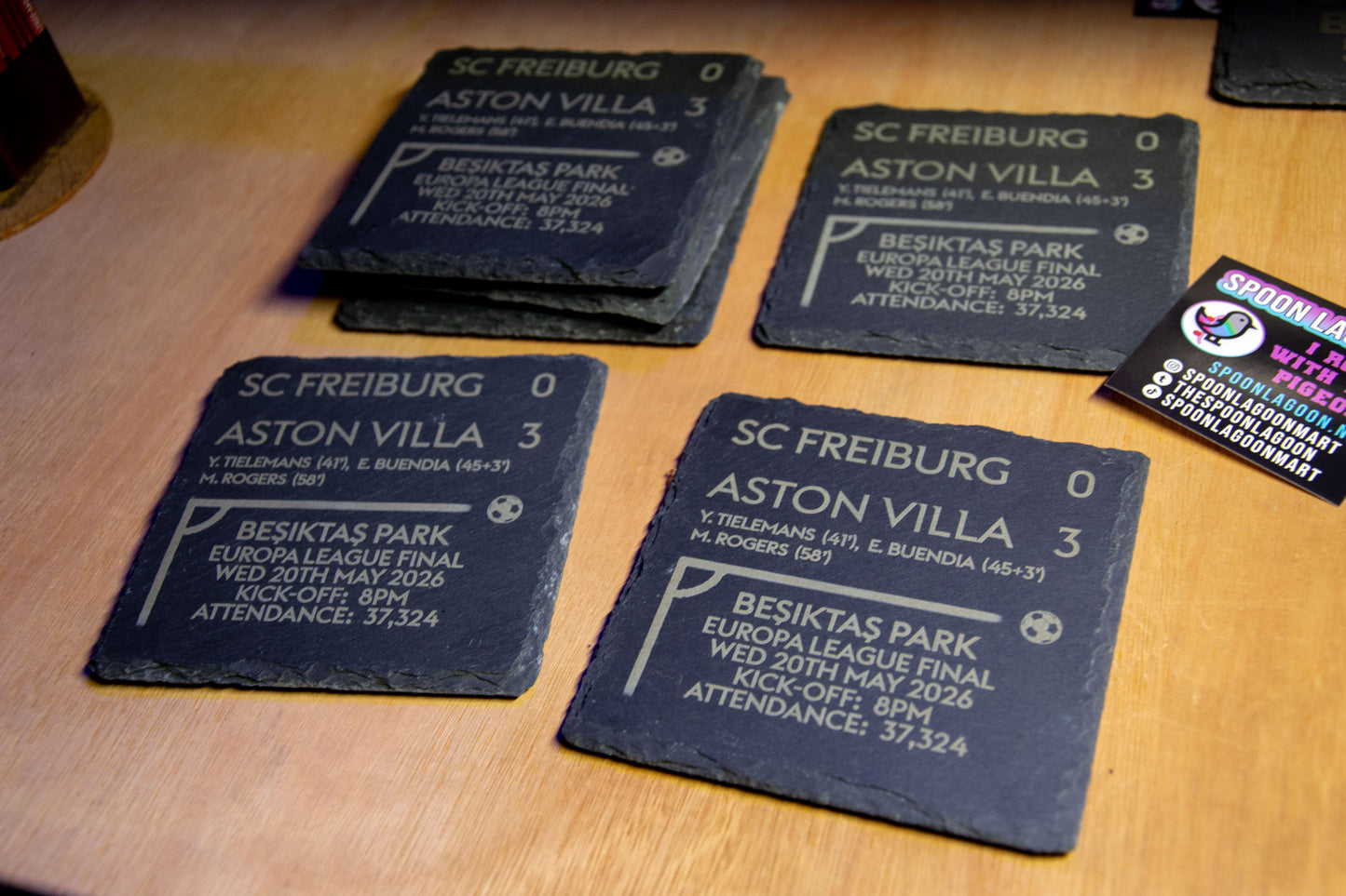 SC Freiburg 0 - 3 Aston Villa - 2026 Europa League Final Game Slate Coaster // Villans Fans Besiktas Park Istanbul European Trophy Father's Day Gift UTV AVFC