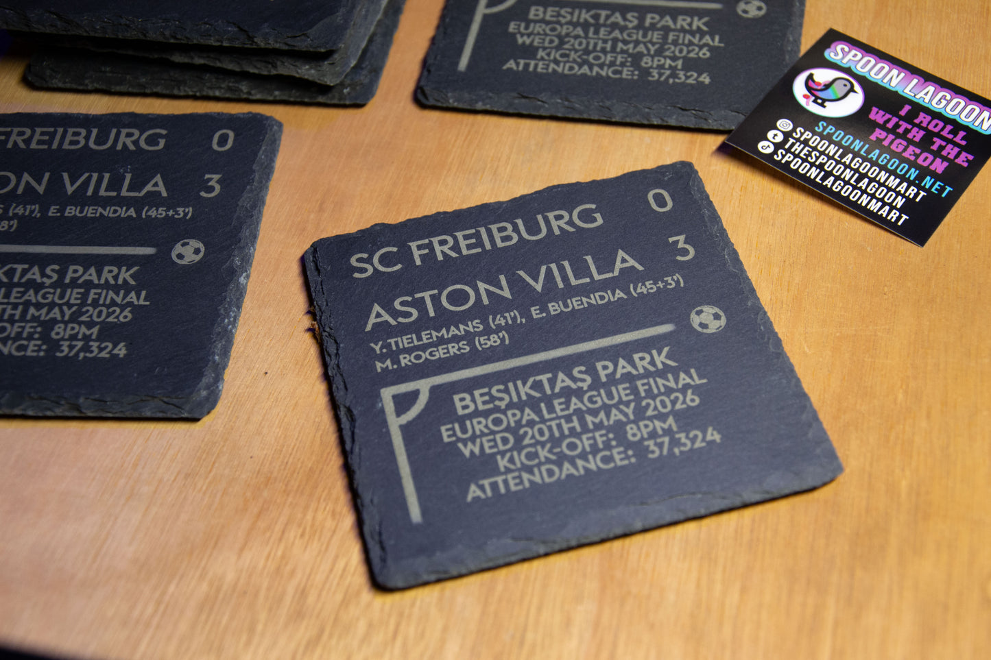 SC Freiburg 0 - 3 Aston Villa - 2026 Europa League Final Game Slate Coaster // Villans Fans Besiktas Park Istanbul European Trophy Father's Day Gift UTV AVFC