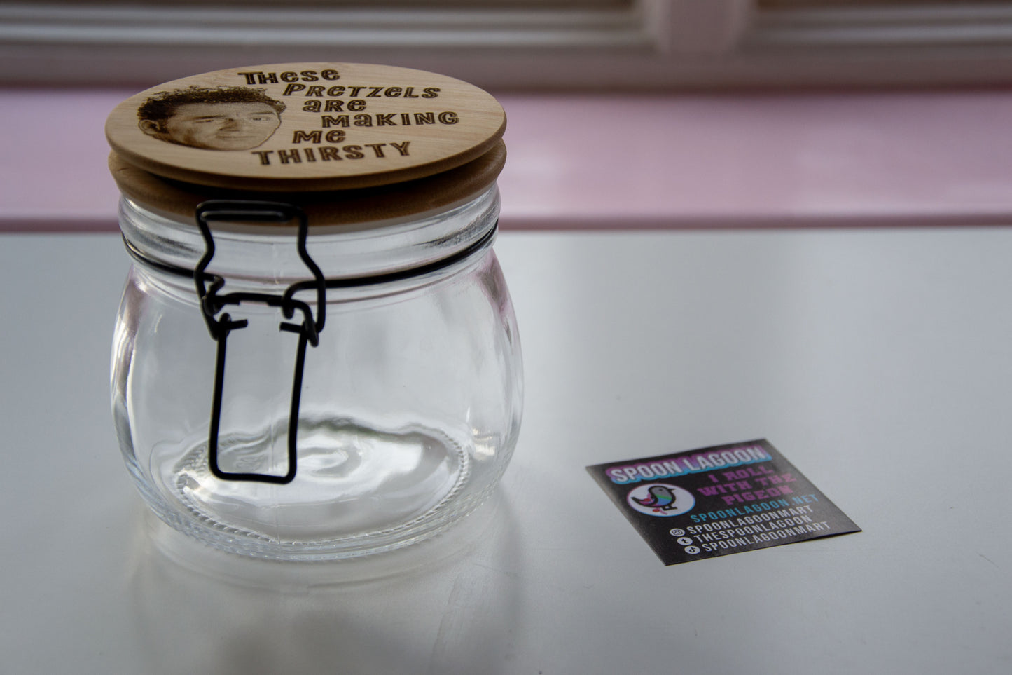 These pretzels are making me thirsty - Cosmo Kramer inspired Glass Food Jar // Perfect for Snacks!
