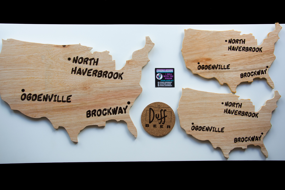 Monorail Map - Lyle Lanley (The Simpsons) inspired Wooden Wall Art - Two Sizes
