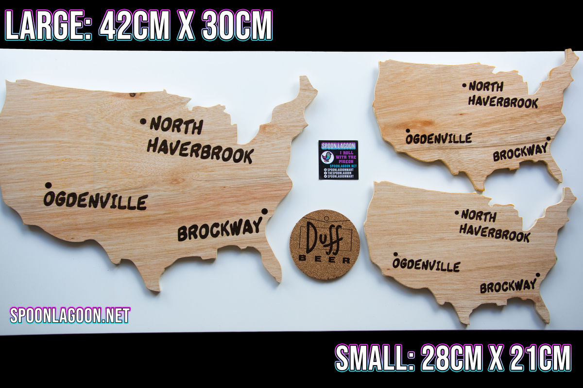 Monorail Map - Lyle Lanley (The Simpsons) inspired Wooden Wall Art - Two Sizes