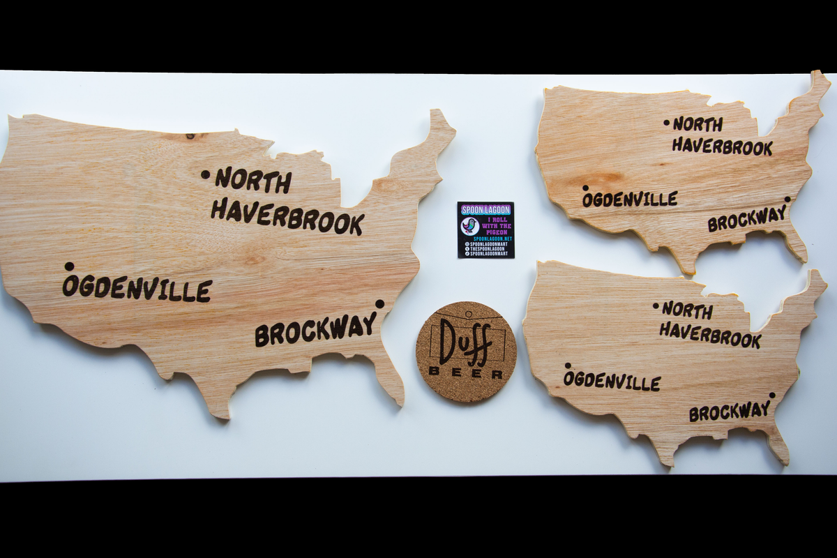 Monorail Map - Lyle Lanley (The Simpsons) inspired Wooden Wall Art - Two Sizes