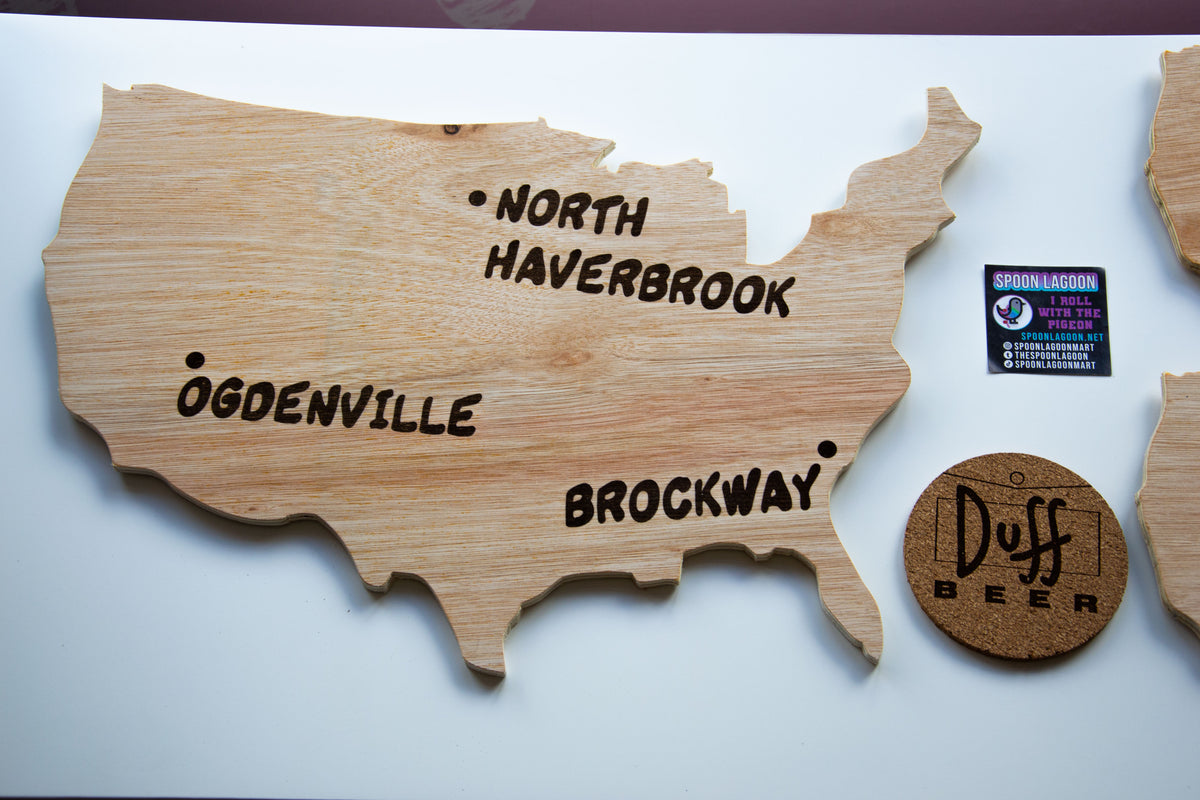Monorail Map - Lyle Lanley (The Simpsons) inspired Wooden Wall Art - Two Sizes