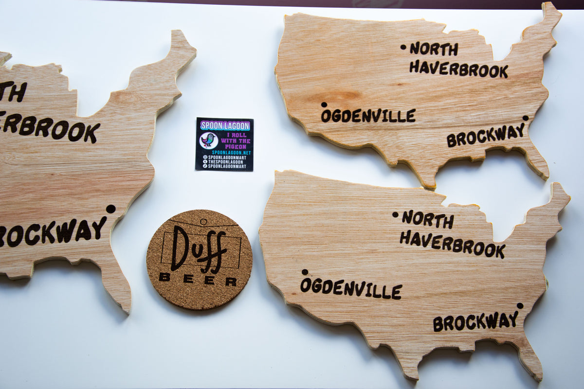 Monorail Map - Lyle Lanley (The Simpsons) inspired Wooden Wall Art - Two Sizes