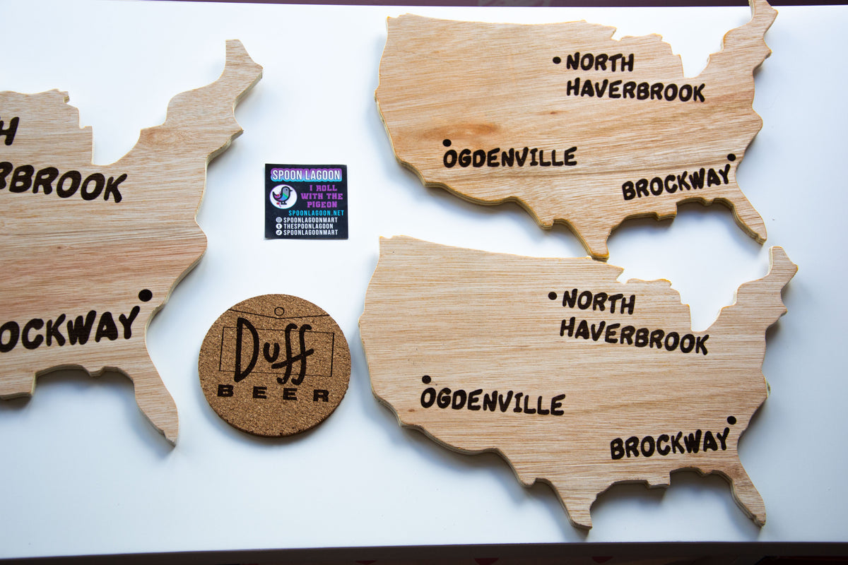 Monorail Map - Lyle Lanley (The Simpsons) inspired Wooden Wall Art - Two Sizes