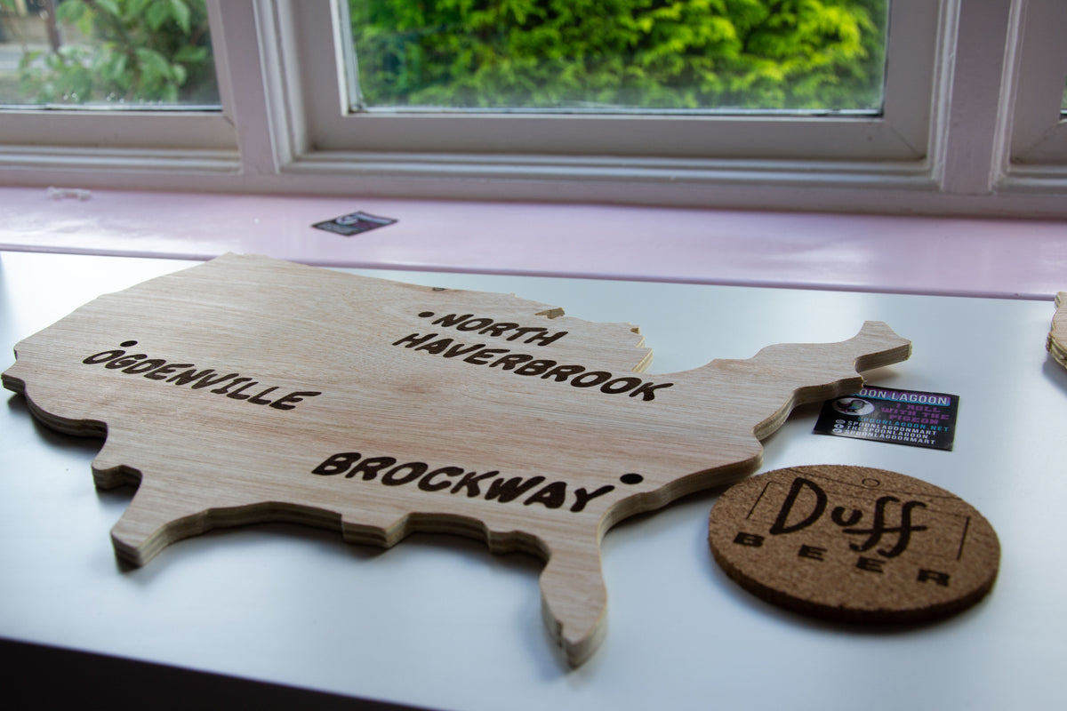 Monorail Map - Lyle Lanley (The Simpsons) inspired Wooden Wall Art - Two Sizes