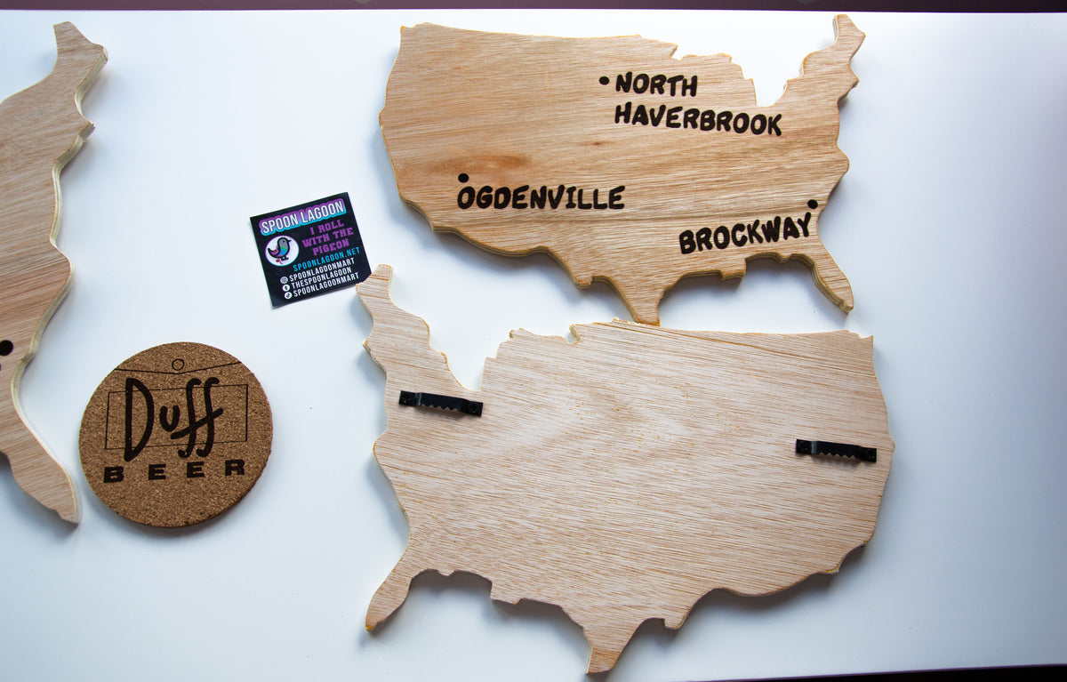 Monorail Map - Lyle Lanley (The Simpsons) inspired Wooden Wall Art - Two Sizes