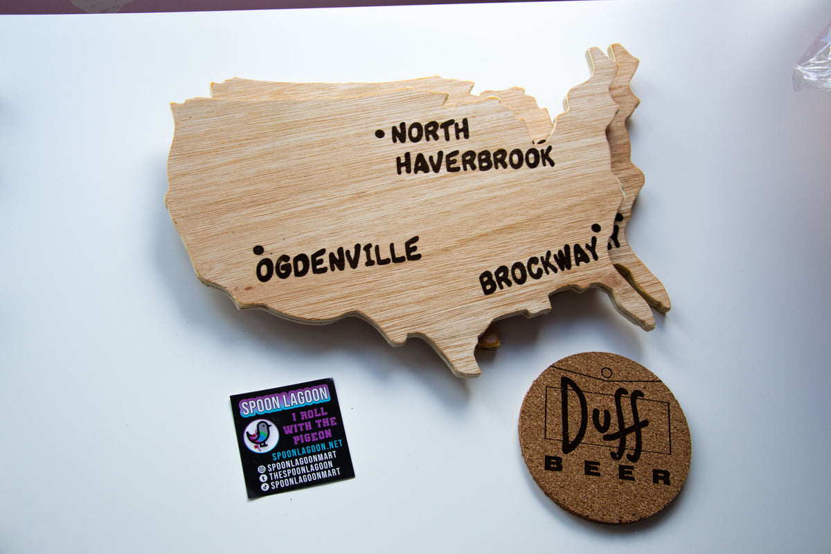 Monorail Map - Lyle Lanley (The Simpsons) inspired Wooden Wall Art - Two Sizes