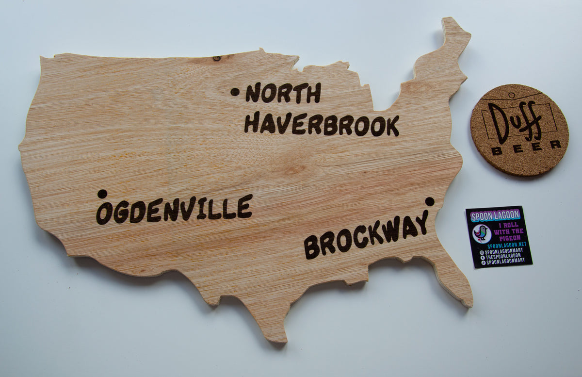 Monorail Map - Lyle Lanley (The Simpsons) inspired Wooden Wall Art - Two Sizes