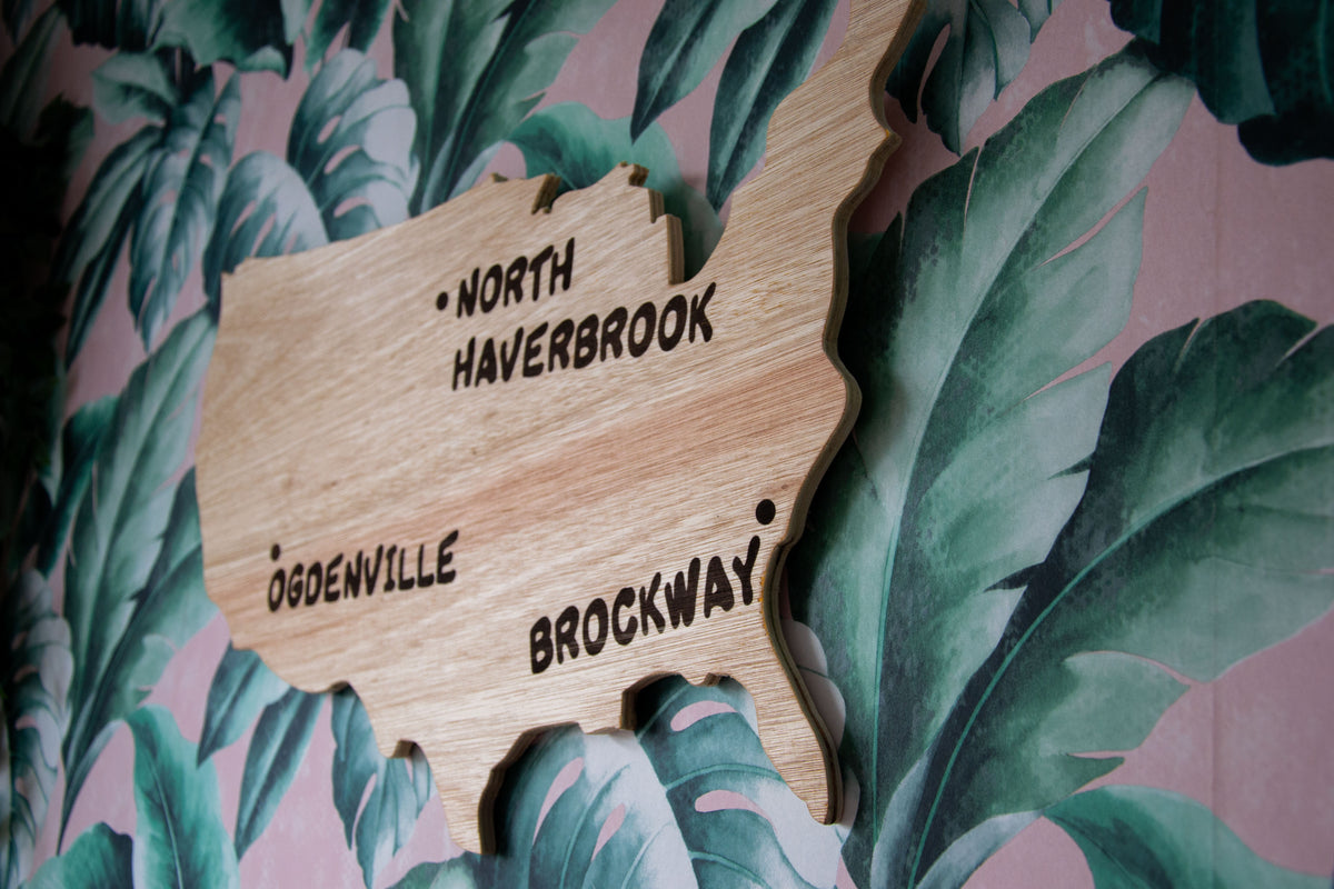 Monorail Map - Lyle Lanley (The Simpsons) inspired Wooden Wall Art - Two Sizes