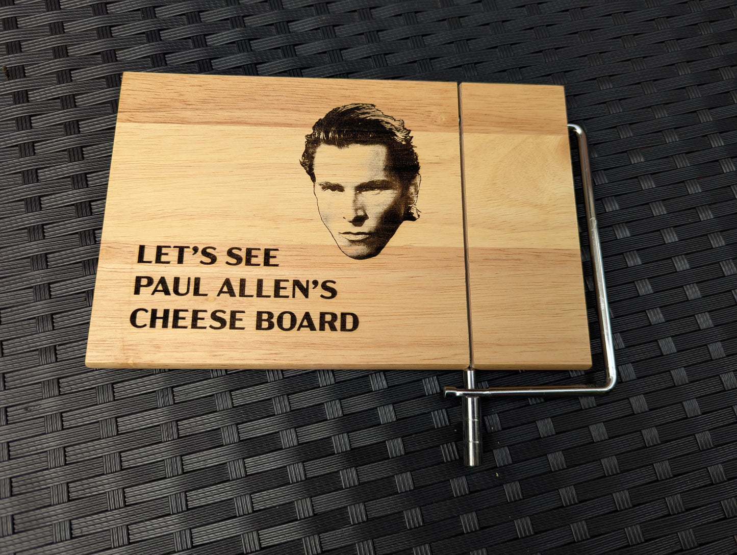 Let's See Paul Allen's Cheese Board - American Psycho inspired Cheese Serving Tray (with cutting wire) // Movie Spooky Halloween Party Ideas