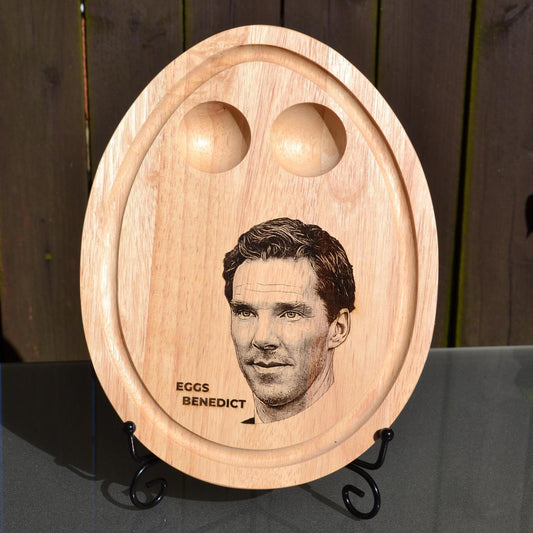 Eggs Benedict Breakfast Serving Board // Benedict Cumberbatch inspired funny bamboo kitchenware