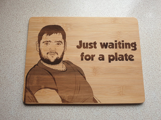 Just waiting for a plate - Waiting for a Mate Meme - Wooden Placemat // Australia Meme Funny Arrest Clinton Kitchen Straya