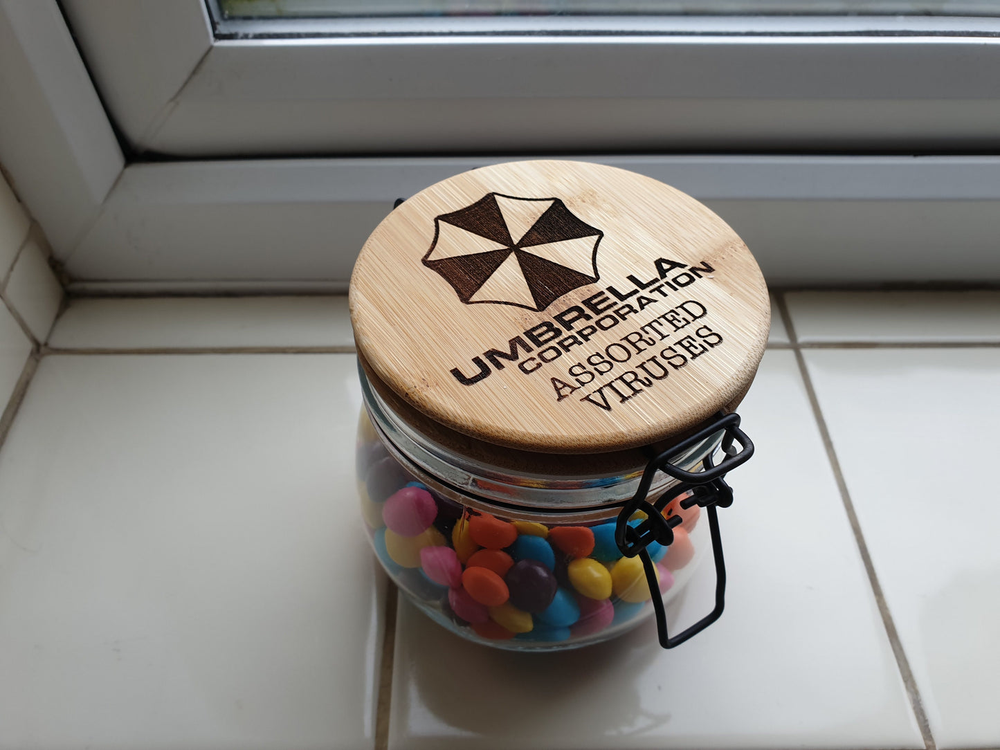 Umbrella Corporation Assorted Viruses - Candy Snack Jar // Resident Evil Capcom Inspired Game Room Gift for any RE series fan.