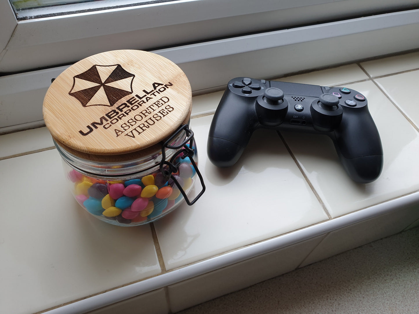 Umbrella Corporation Assorted Viruses - Candy Snack Jar // Resident Evil Capcom Inspired Game Room Gift for any RE series fan.