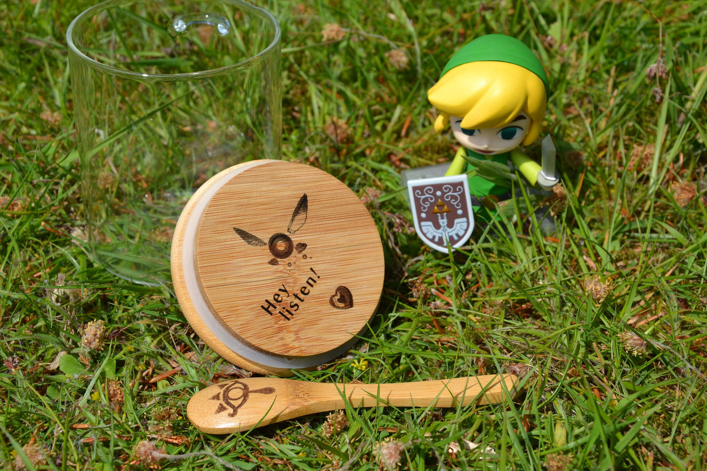 Lon Lon Ranch - Glass Coffee Storage Jar // Glass & Bamboo w/ spoon - The Legend of Zelda Ocarina of Time Gift Nintendo OOT - 500ml 800ml