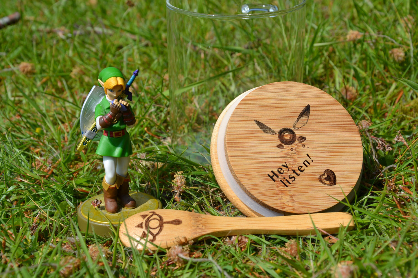 Lon Lon Ranch - Glass Coffee Storage Jar // Glass & Bamboo w/ spoon - The Legend of Zelda Ocarina of Time Gift Nintendo OOT - 500ml 800ml