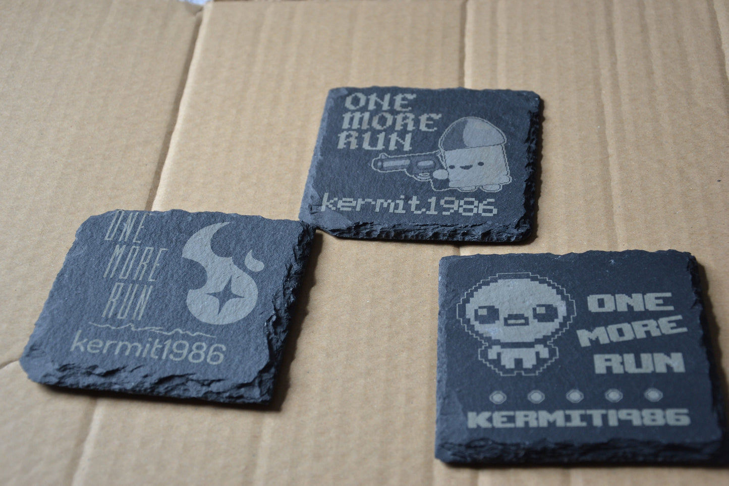 Binding of Isaac - One More Run - Personalised coaster // Indie Gaming Customisable Personalised Gamer Gift