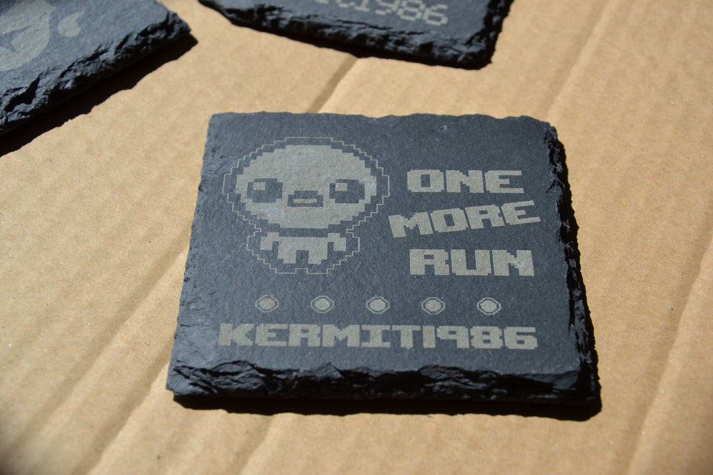 Binding of Isaac - One More Run - Personalised coaster // Indie Gaming Customisable Personalised Gamer Gift