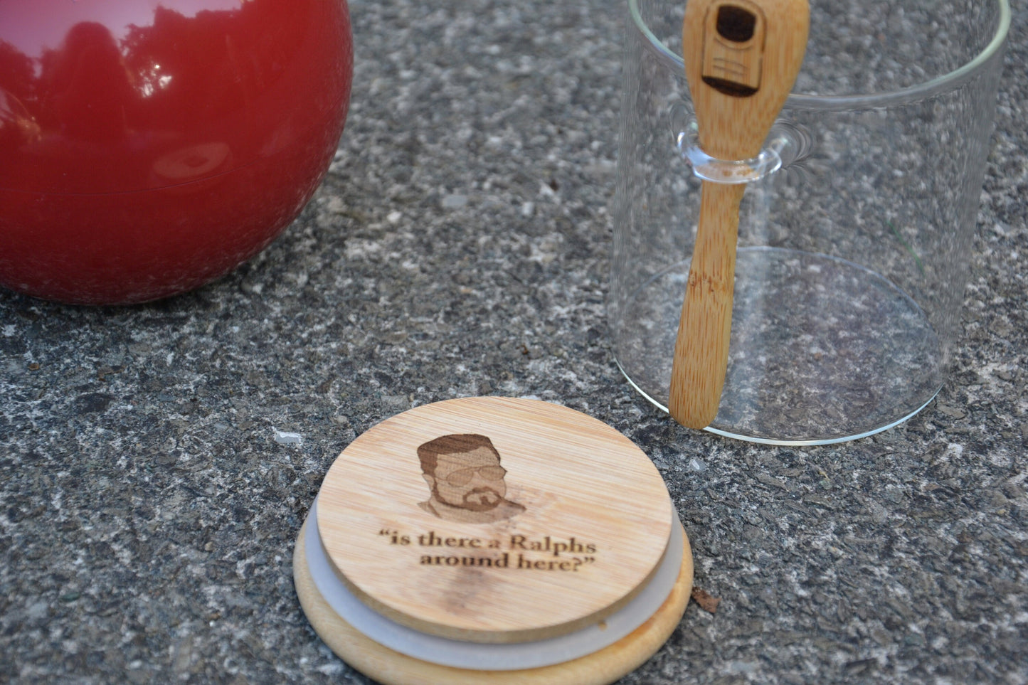 Walter Sobchak - I'm Staying Finishing My Coffee - Coffee Storage Jar - Glass & Bamboo w/ spoon - The Big Lebowski Gift - The Dude