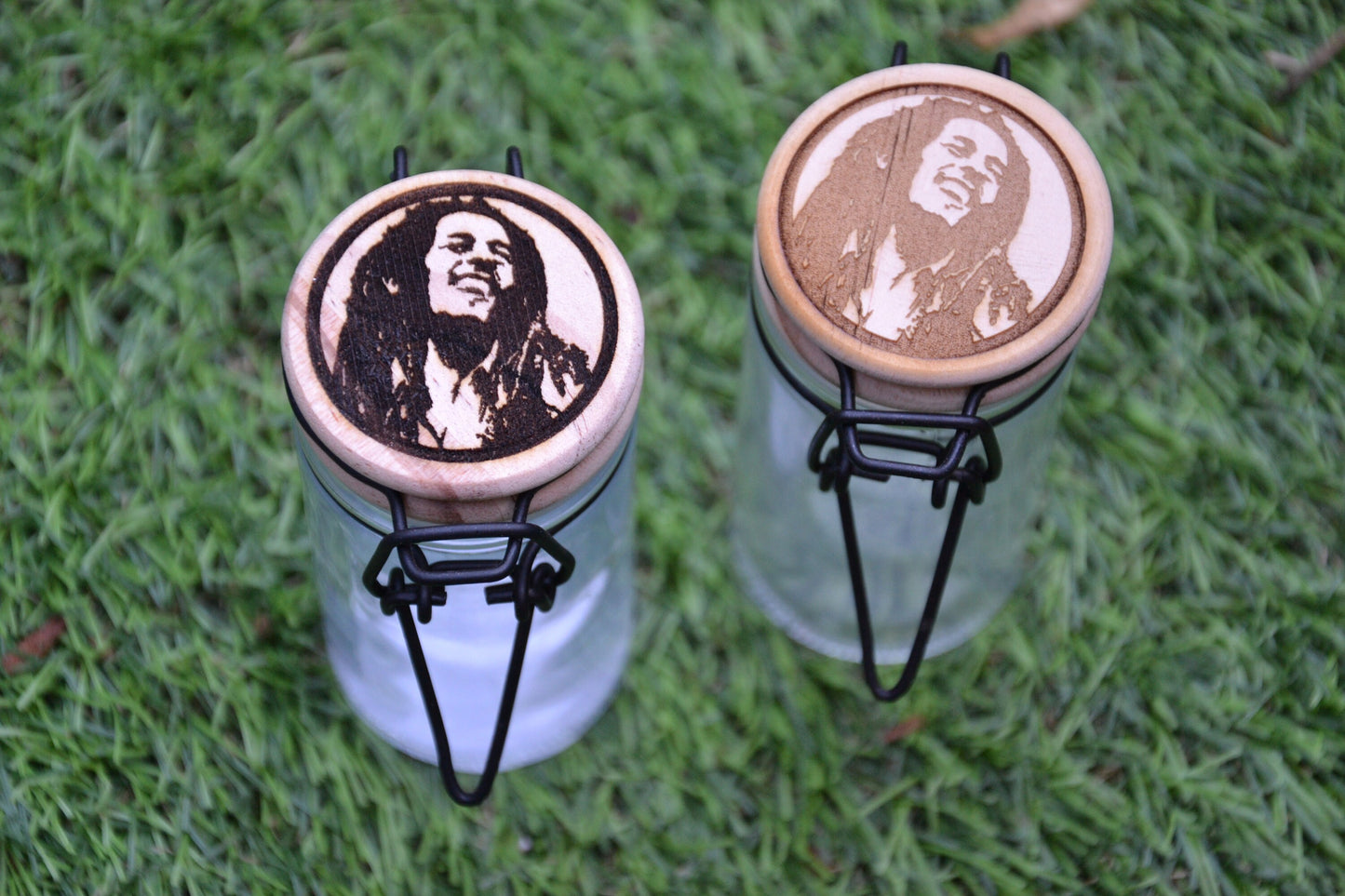 Bob Marley One Love - Glass Herbs/ Weed Storage Jar Container - Reggae Legend Fan Gift