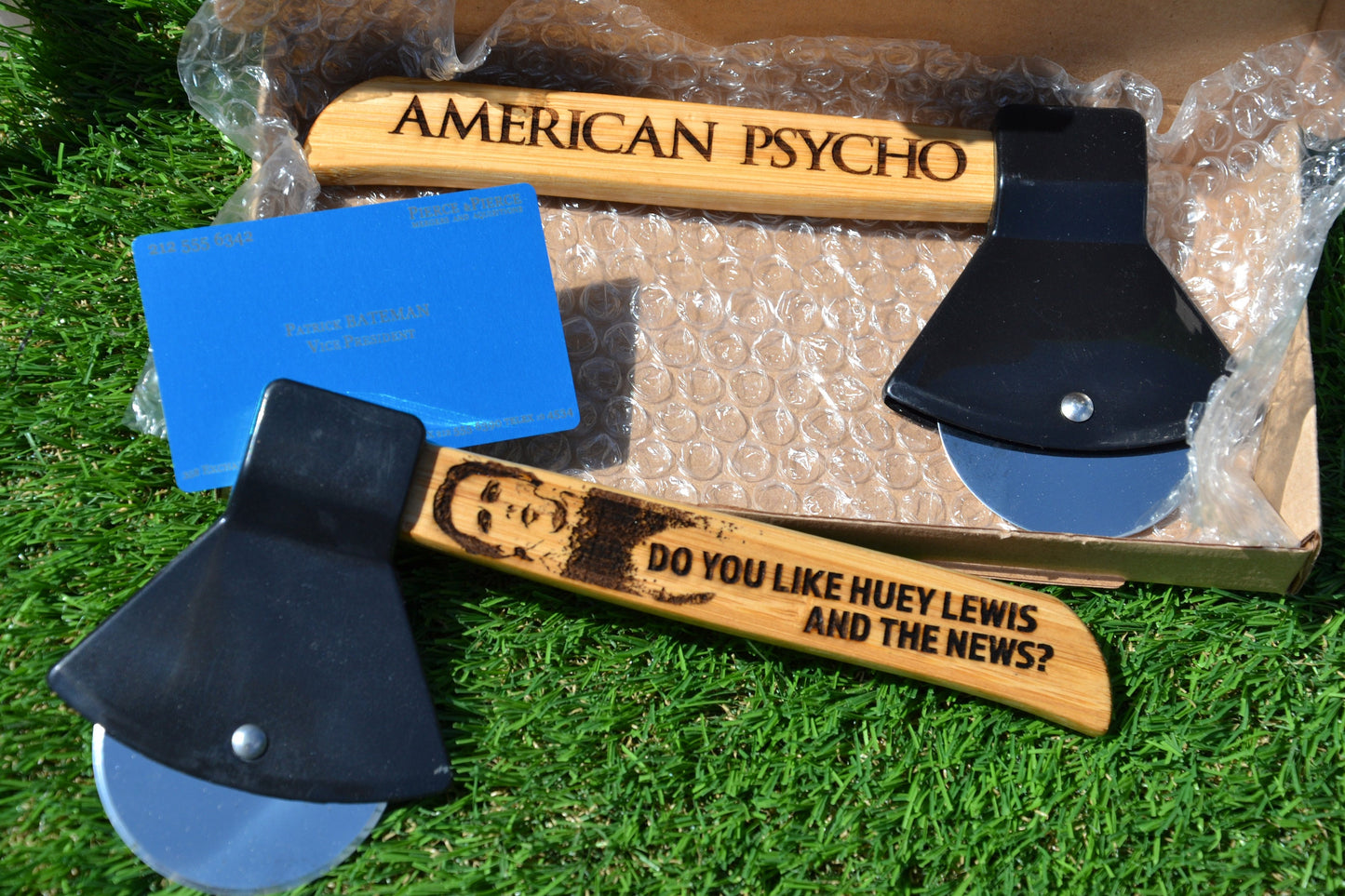 American Psycho Pizza Cutter Axe - Patrick Bateman - Horror Cinema Kitchenware - Do You Like Huey Lewis & The News?