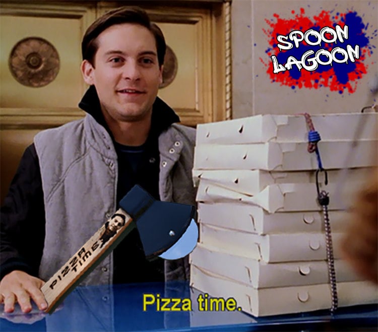 Pizza Time - Tobey Maguire Pizza Cutter Axe - RaimiMemes Cinema Kitchenware Meme -  Personalise It Customisable Bully Maguire Joe's Pizza