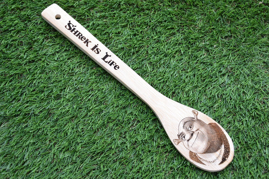 Shrek Kitchen Spoon - Shrek is love Shrek is Life // Wooden Bamboo kitchen must have Dreamworks Meme